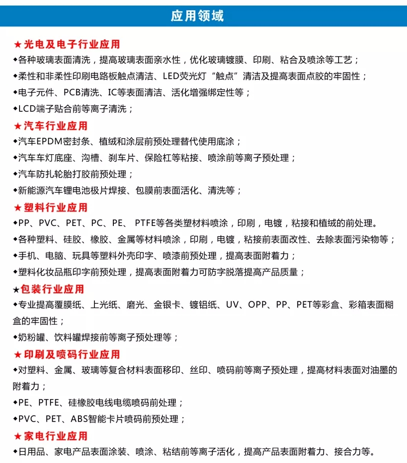 5L台式等离子清洗机应用领域